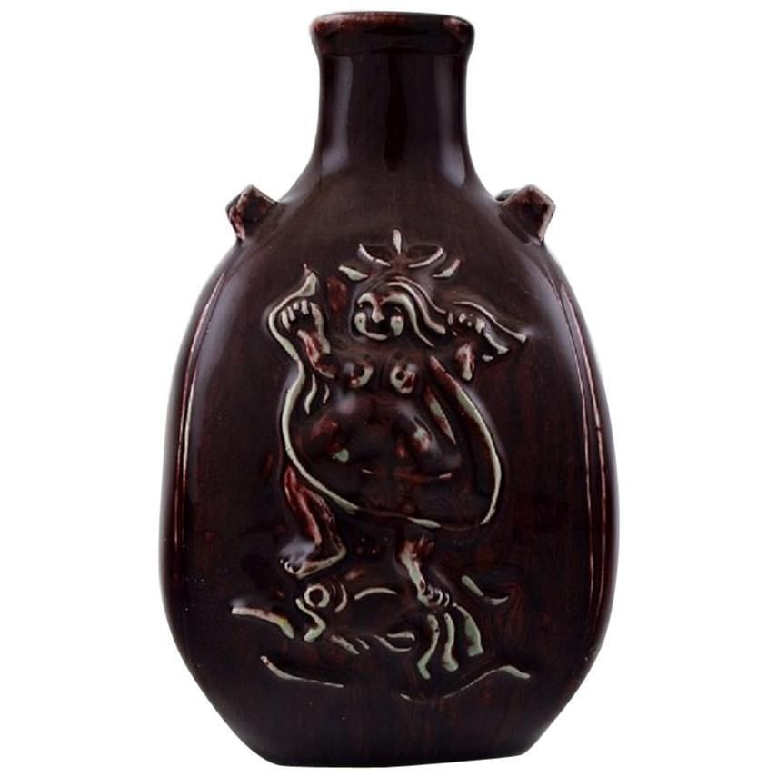 Royal Copenhagen Jais Nielsen Ceramic Vase In Ox Blood Glaze