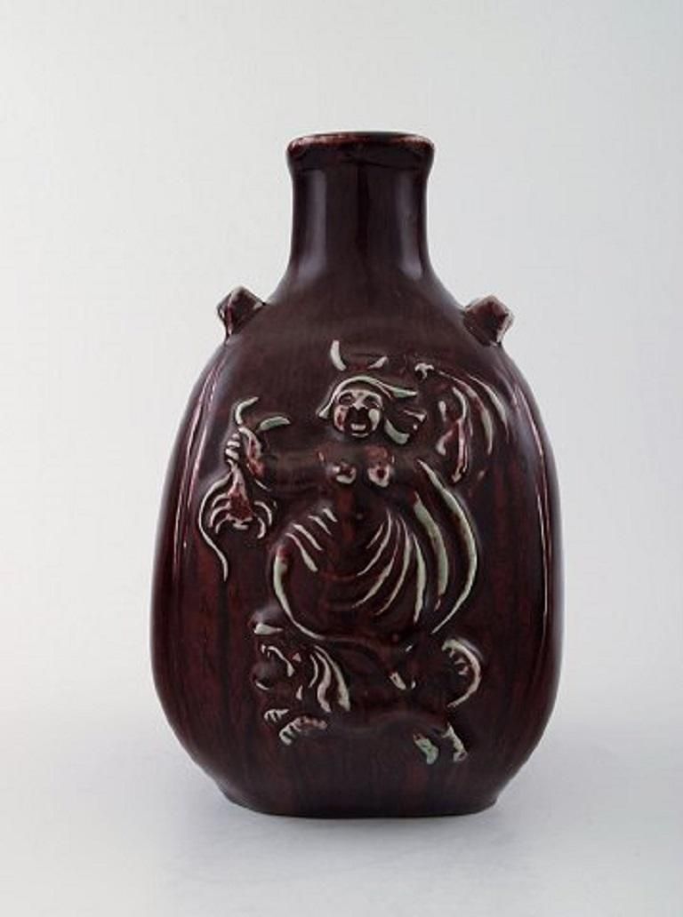 Royal Copenhagen Jais Nielsen Ceramic Vase In Ox Blood Glaze photo furniture