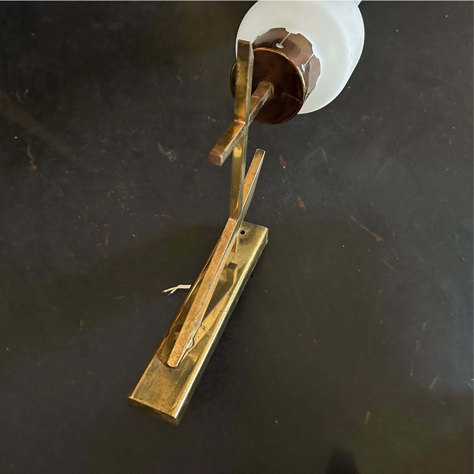 photo furniture Two 1950s Stilnovo Style Mid Century Modern Brass And Glass Italian Wall Sconces