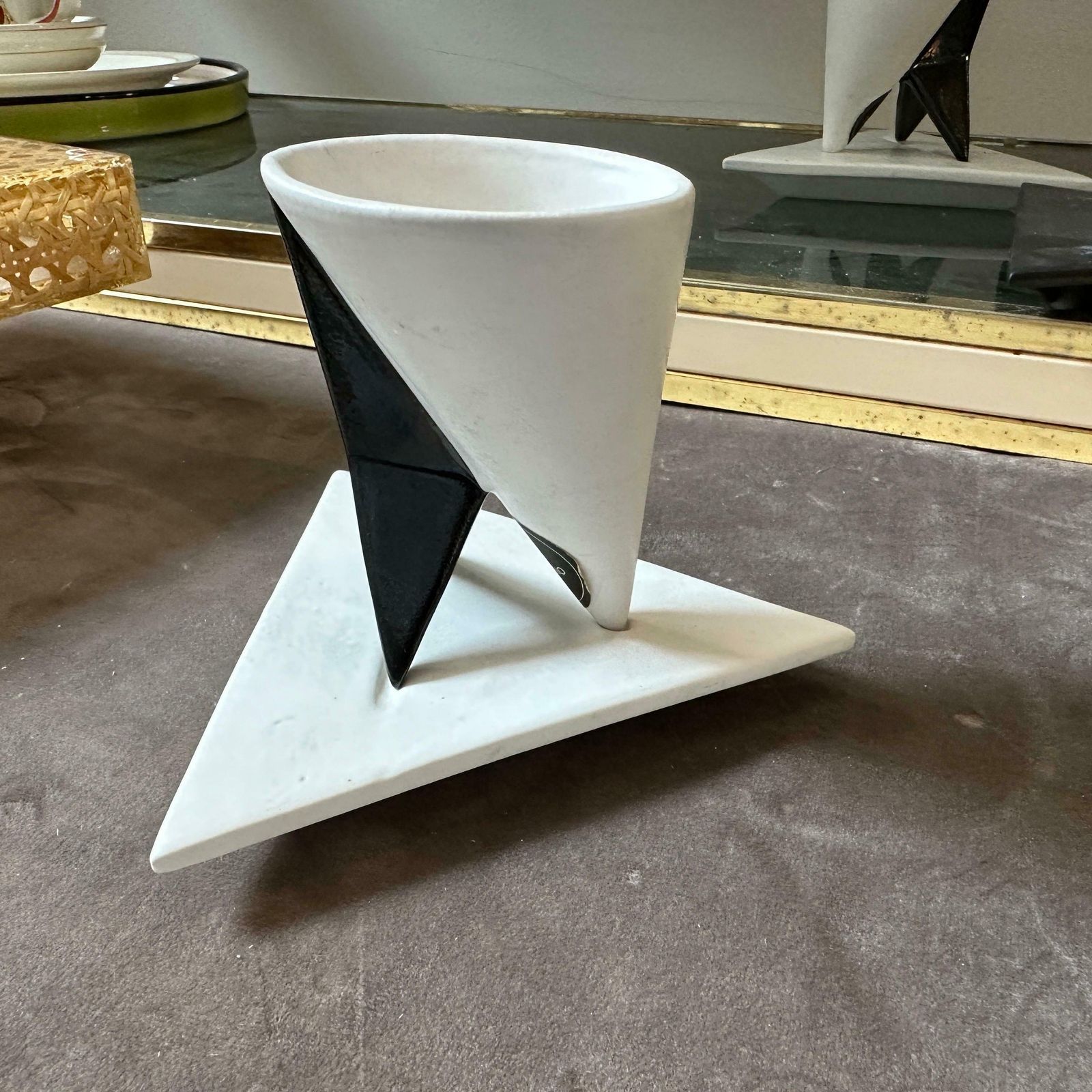 photo vinterior 1990s Memphis Milano Style Black And White Coffee Set By Taruschio