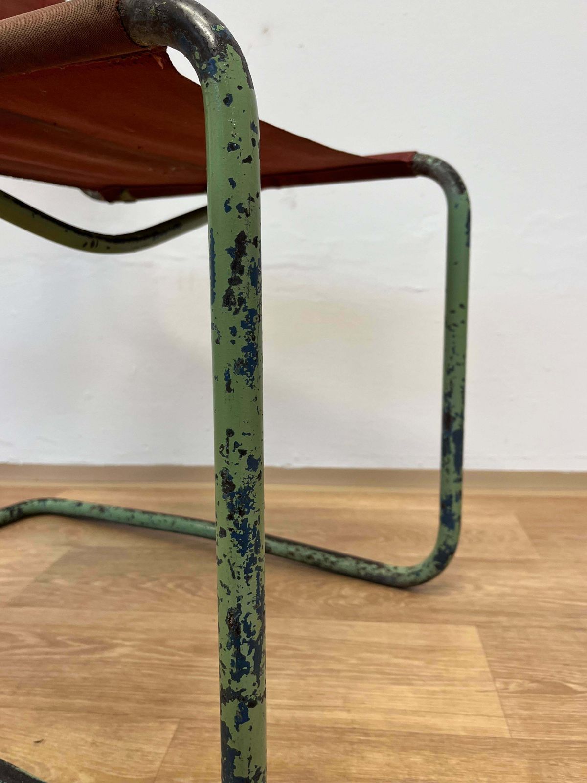 Zeldzame Bauhaus Mart Stam Buisstalen Stoel Van Thonet / Groene Lakafwerking photo vintage