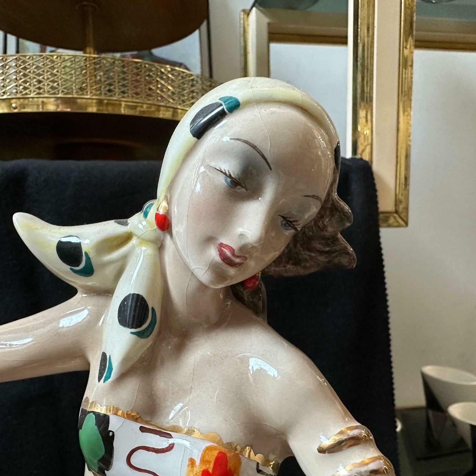 Home Decor 1950s Mid Century Modern Ceramic Italian Figure Of A Woman With Fishes photo