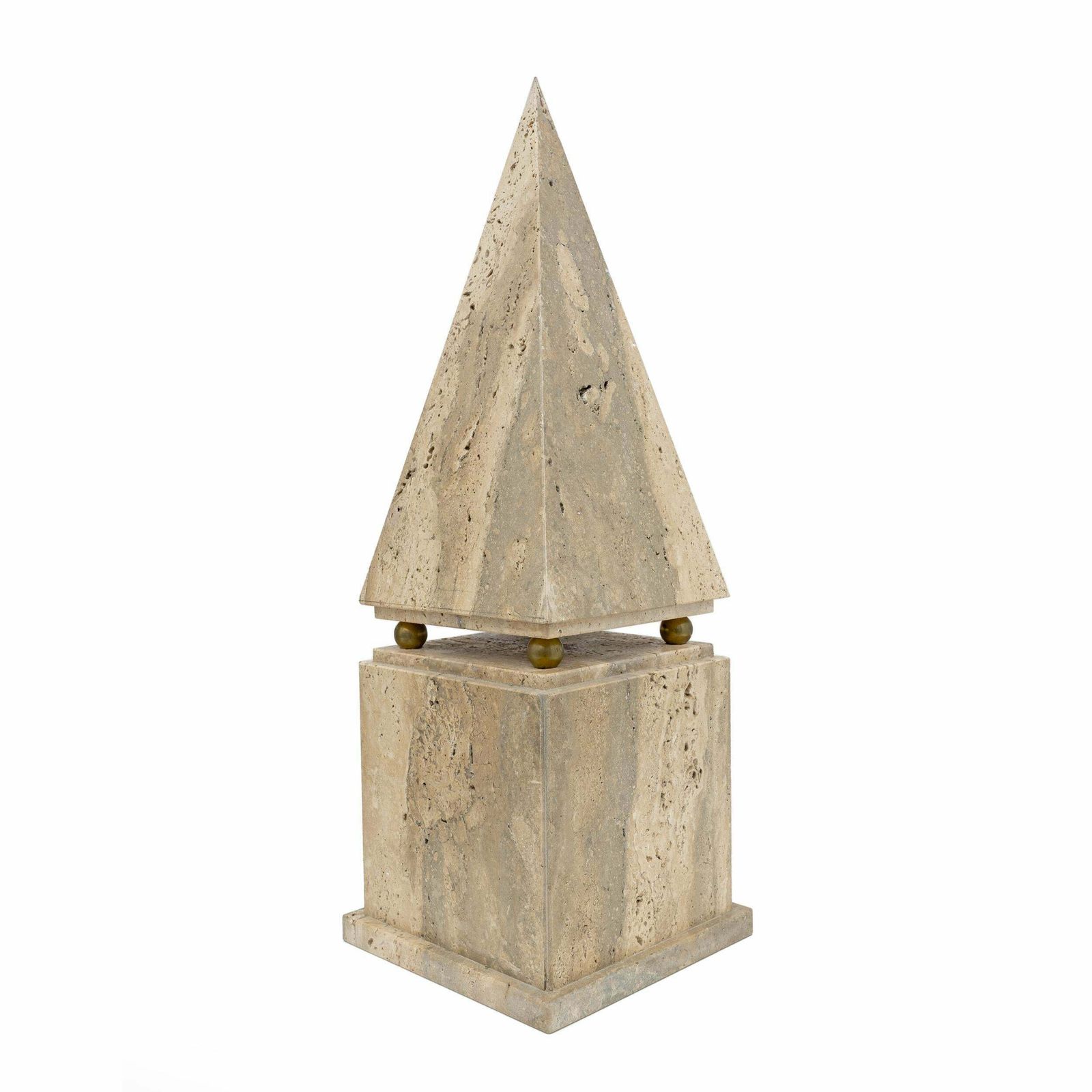 photo furniture Pair Of Italian Minimalist Roman Travertine Obelisk, Italy, 1970