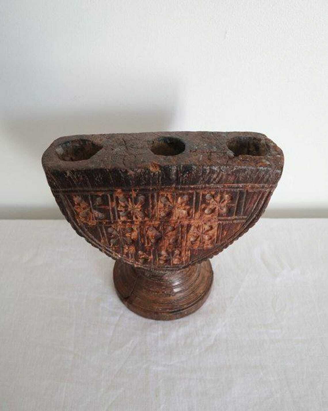 Mid 19th Century Indian Hand Carved Wooden Rice Separator photo furniture