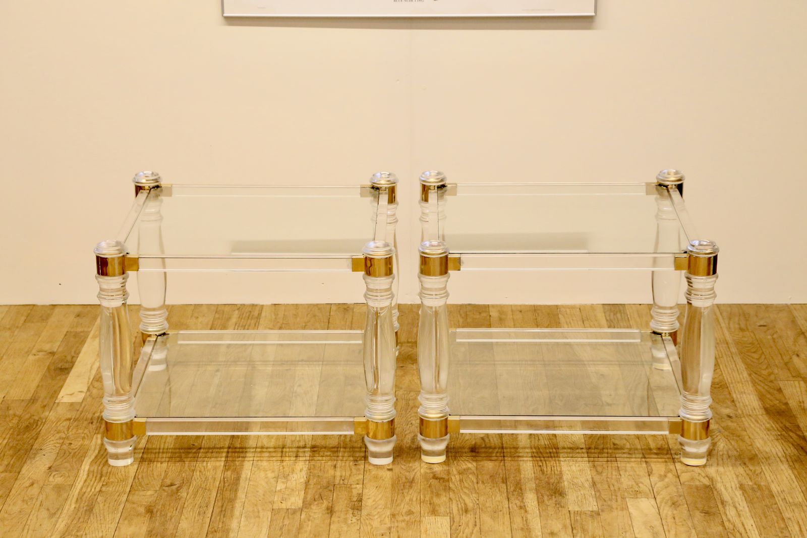 photo furniture Hollywood Regency Mid Century Modern Dewulf Selection / Belgo Chrome And Glass Side Tables