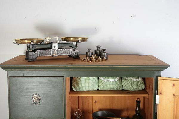 Folk Kitchen Pantry Cabinet And Chair, Bohemia, 1890s, Set Of 18 photo Furniture