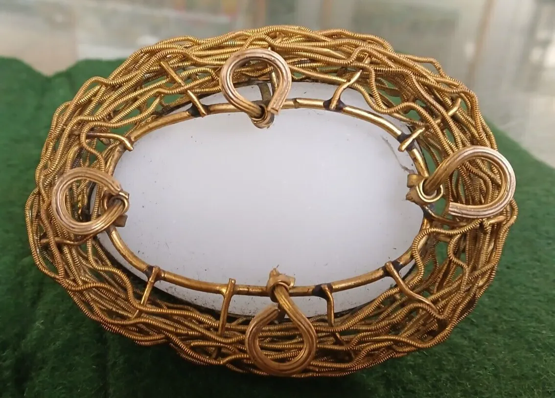 19th Century French Palais Royal Ormulu & Opaline Glass "Egg In Nest" Casket photo 195.0