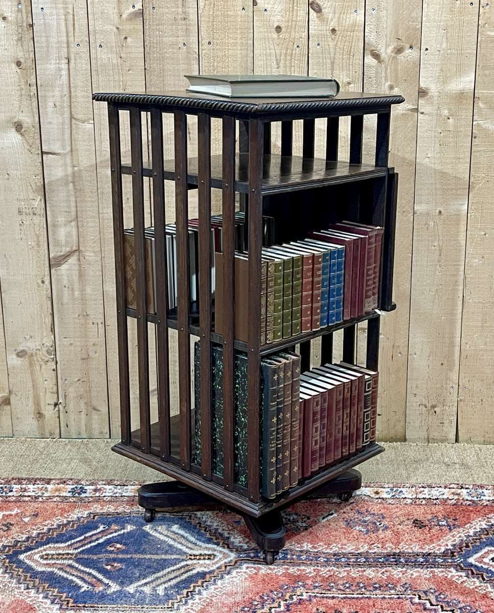 photo furniture Revolving Bookcase With Its Oak Lectern From The Early 20th Century