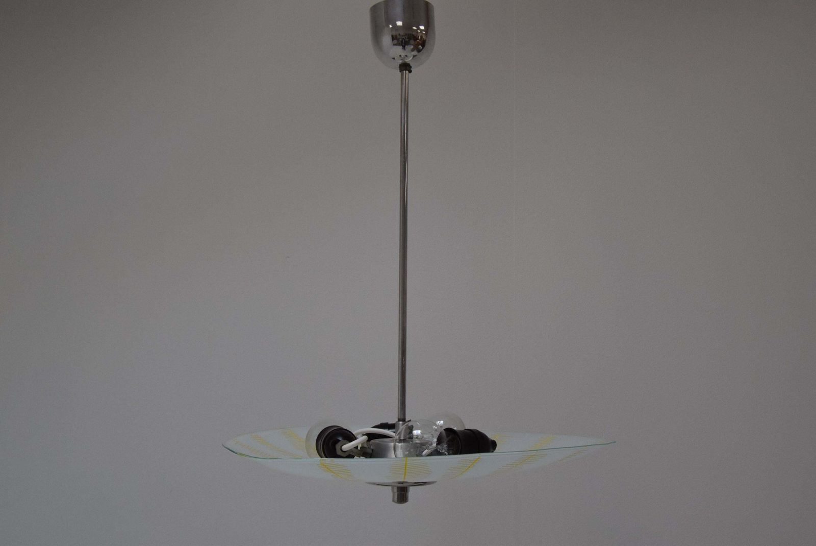 Mid Century Glass Pendant By Napako, Czechoslovakia, 1970s. photo Lighting
