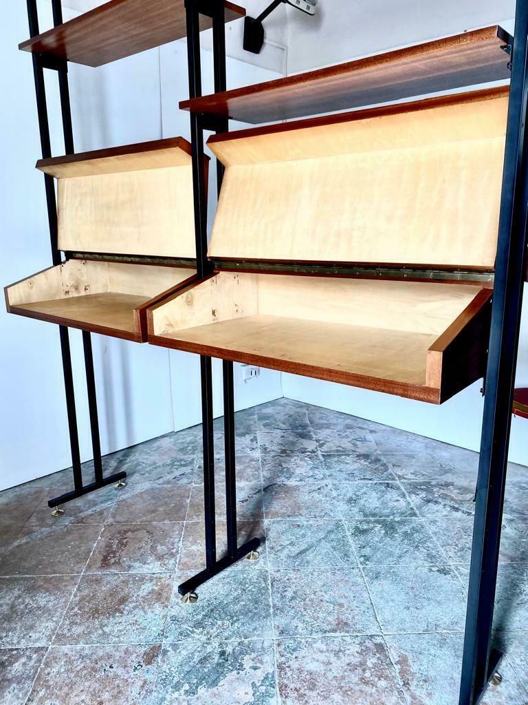 photo vinterior Midcentury Italian Modular Bookshelf With Unusual Drawers, Italy