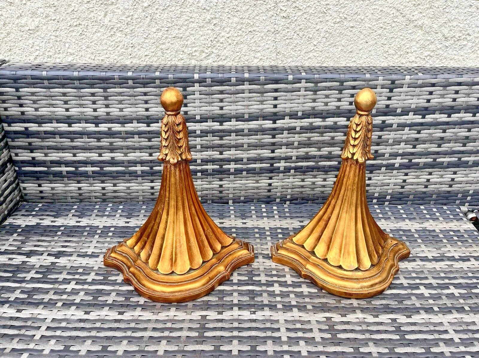 Pair Of Ornate Acanthus Leaf Cold Paint Gilt Rococo Baroque Vintage Wall Shelves photo furniture