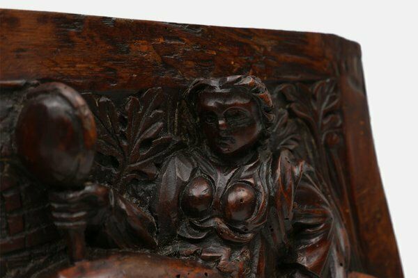 17th Century Gothic Hand Sculpted Oak Panel, Belgium photo vinterior