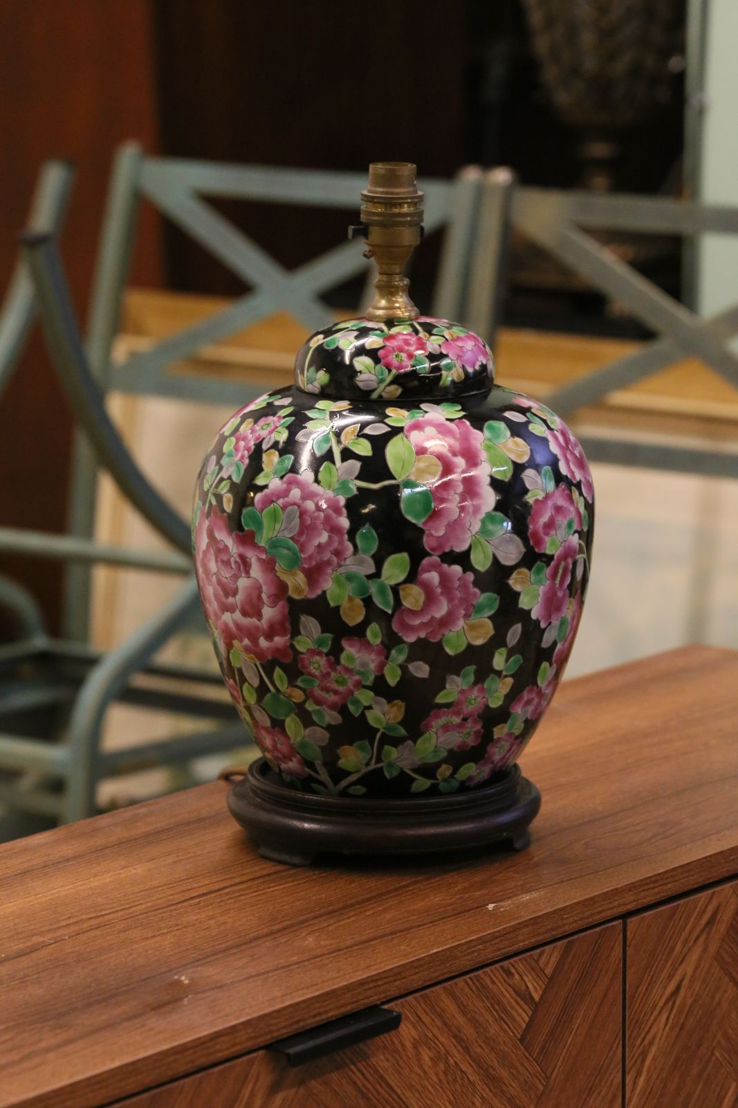 Chinese Antique Porcelain Lamp With Floral Motif   51cm Height photo 485.0