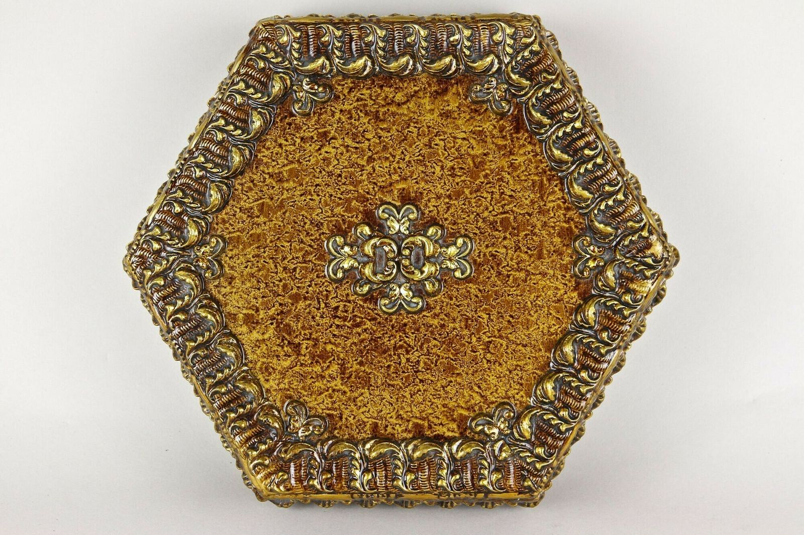 photo buy Hexagonal 19th Century Wooden Jewelry Box, Handpainted, Austria Ca. 1890