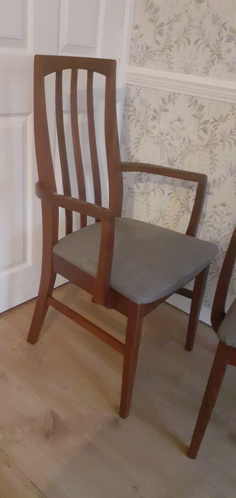 2 X William Lawrence Mid Century Teak Carver Dining Chairs photo for sale