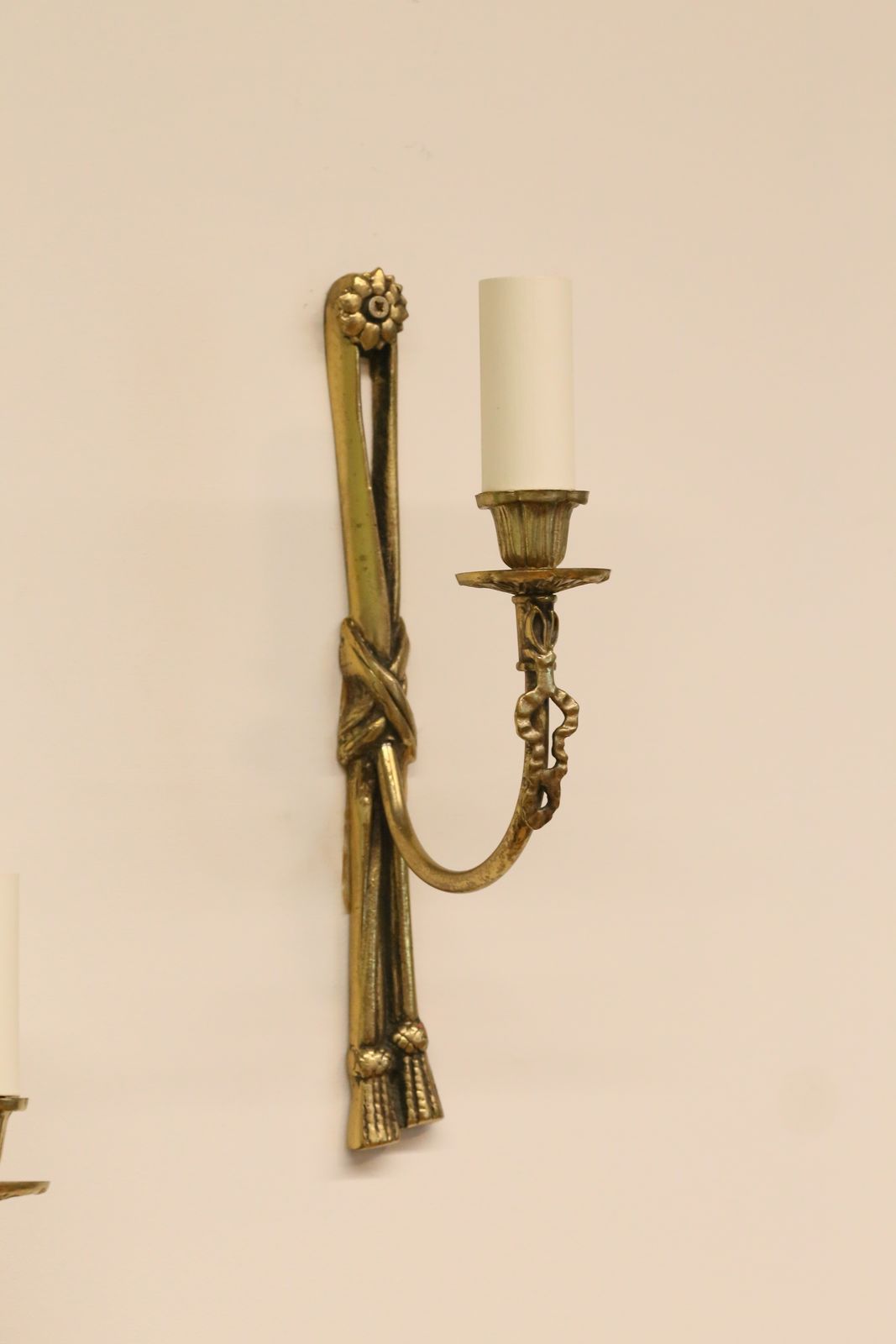 Set Of Three Electrified French Antique Brass Wall Sconces   H30cm photo buy