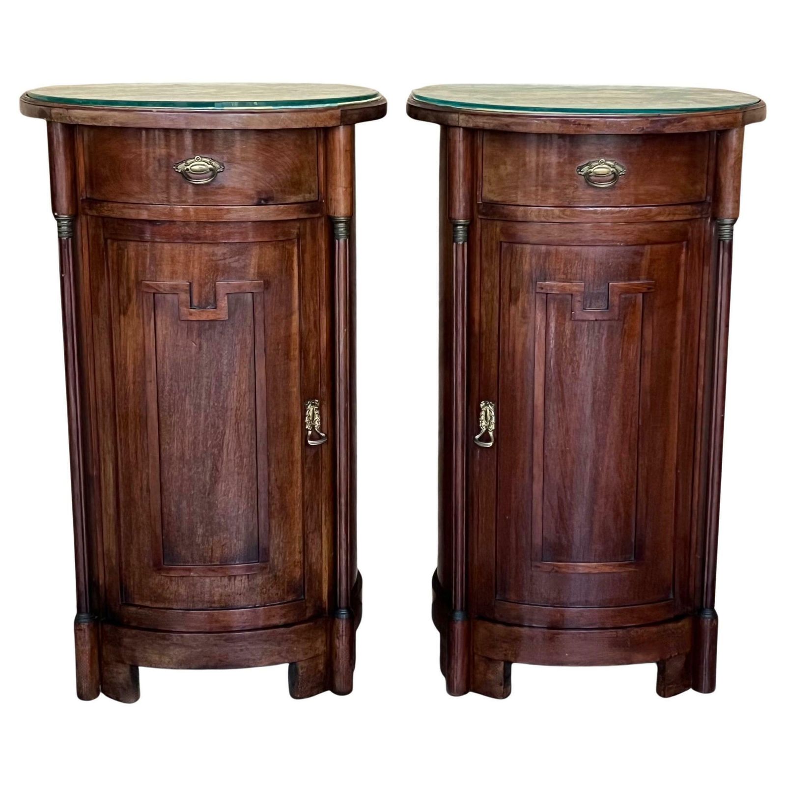1890 Biedermeier Style Drum Tables With Drawer And Door