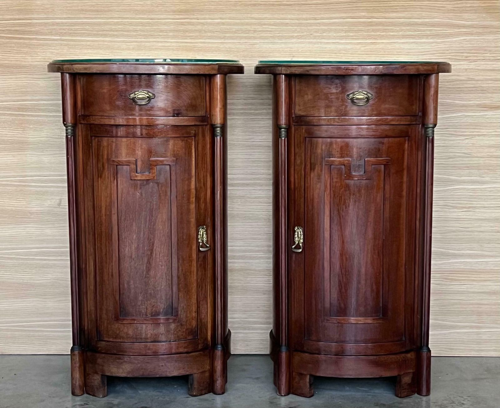 1890 Biedermeier Style Drum Tables With Drawer And Door photo Furniture