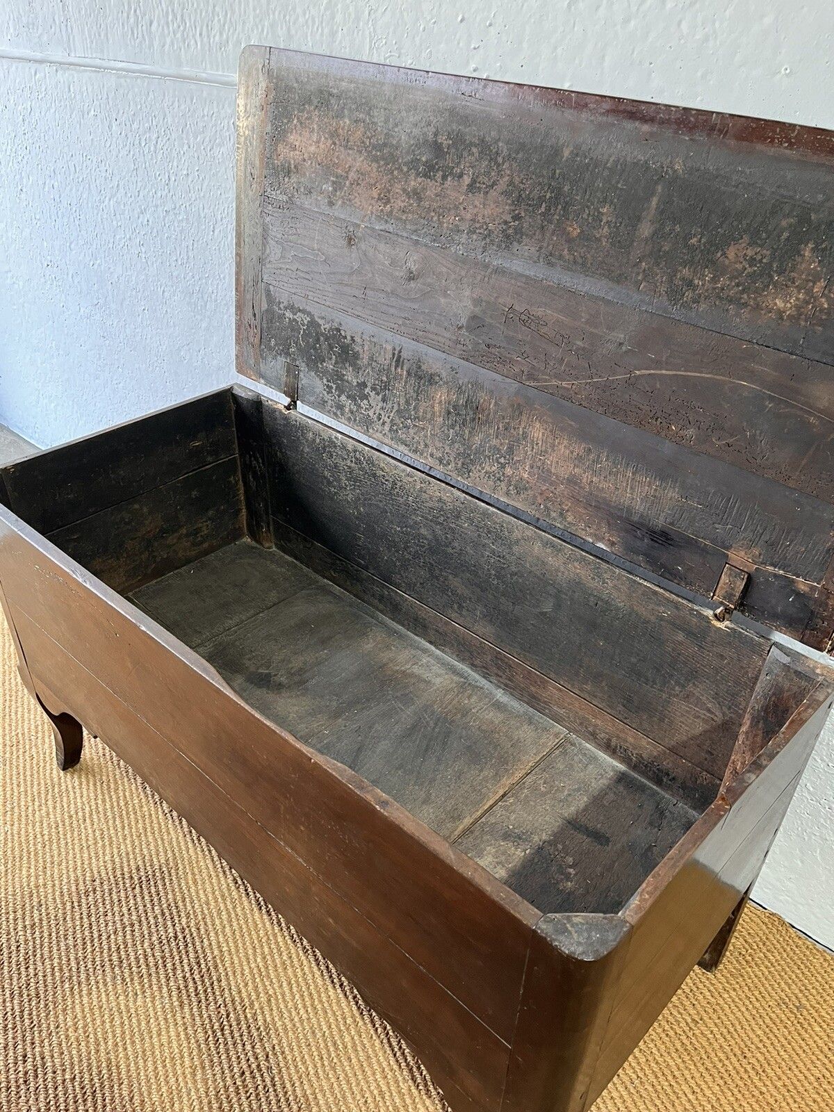 photo buy Antique 18th C French Louis XV Fruitwood Coffer Storage Chest Trunk Side Table