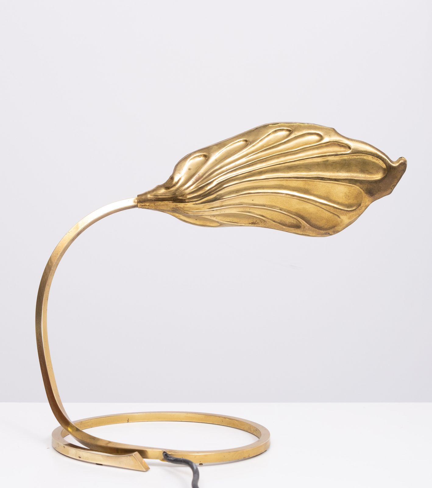 photo vinterior Pair Brass Leaf Table Lamps Design By Carlo Giorgi & Tommaso Barbi 1970s