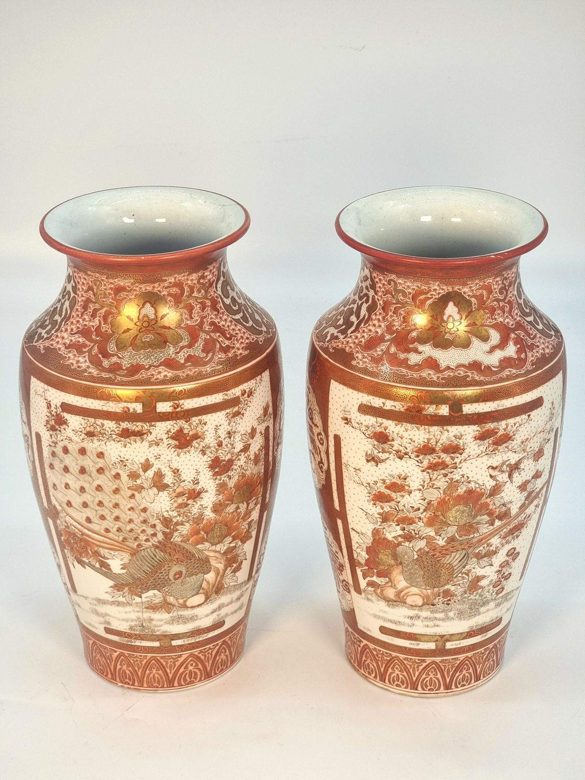 A Large Pair Of Japanese Hand Painted Kutani Porcelain Vases, Circa 1890 photo Home Decor