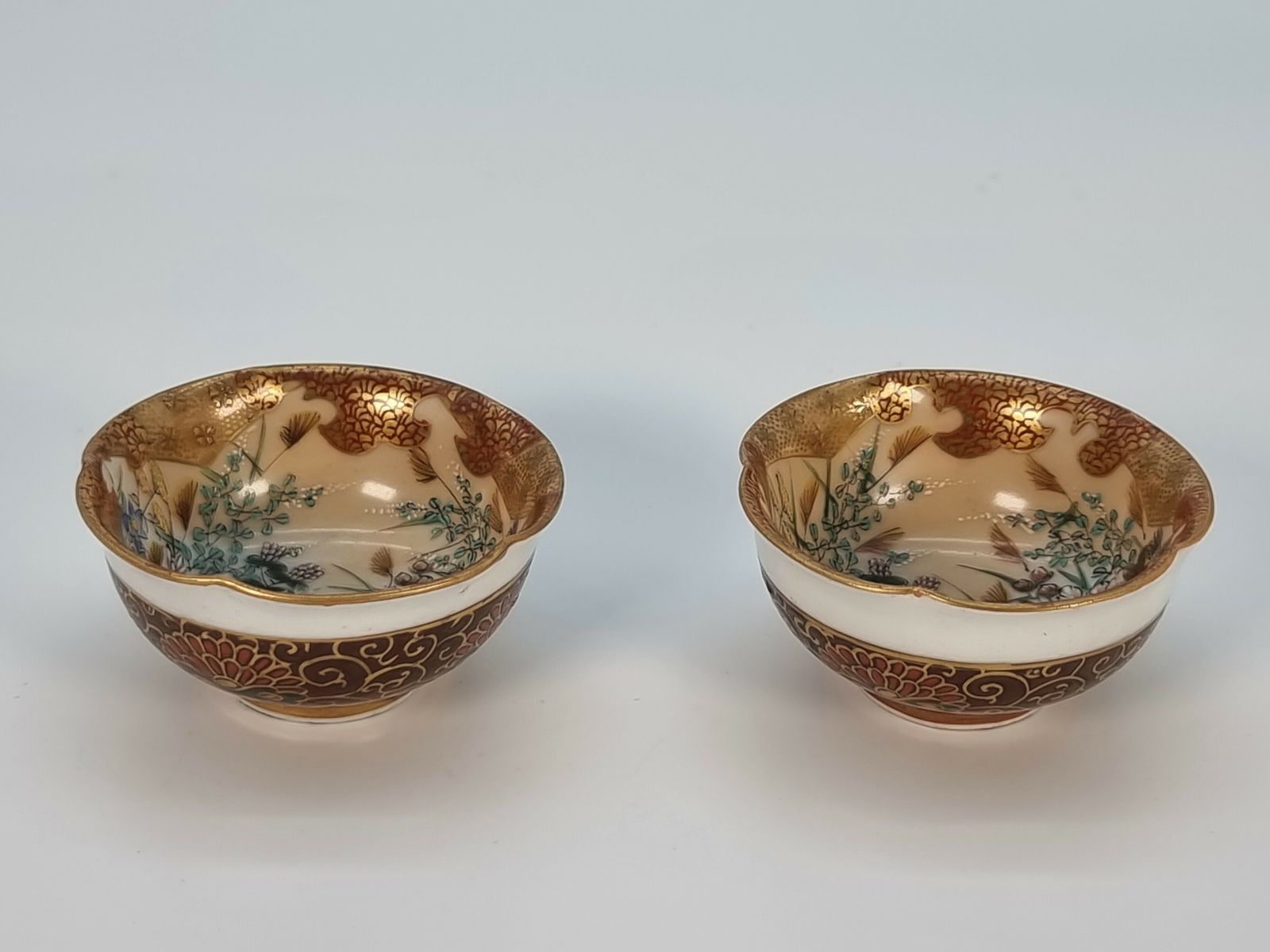 A Pair Of Japanese Meiji Period Miniature Porcelain Kutani Ware Bowls, Circa 1880 photo Home Decor