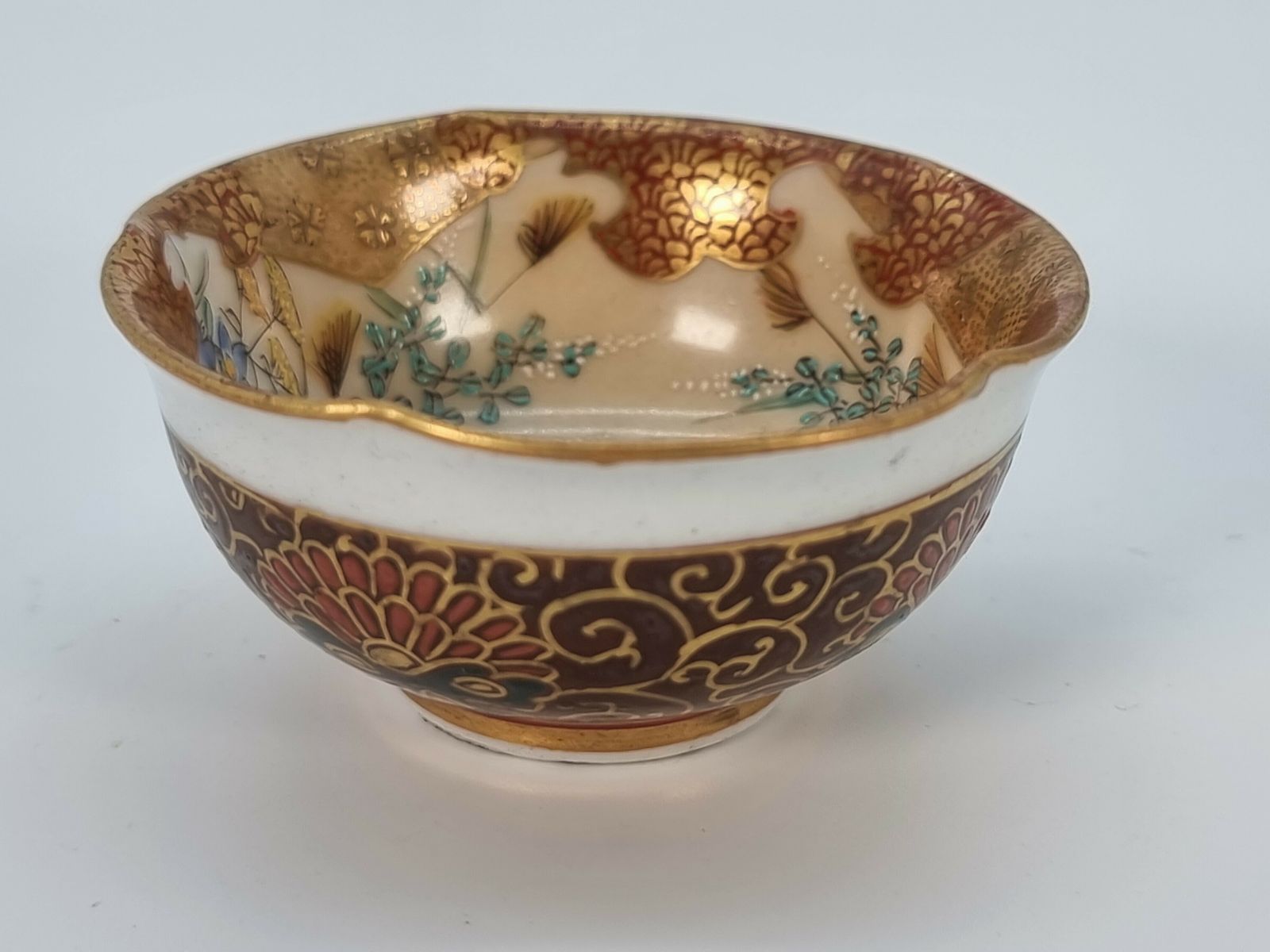 A Pair Of Japanese Meiji Period Miniature Porcelain Kutani Ware Bowls, Circa 1880 photo vintage