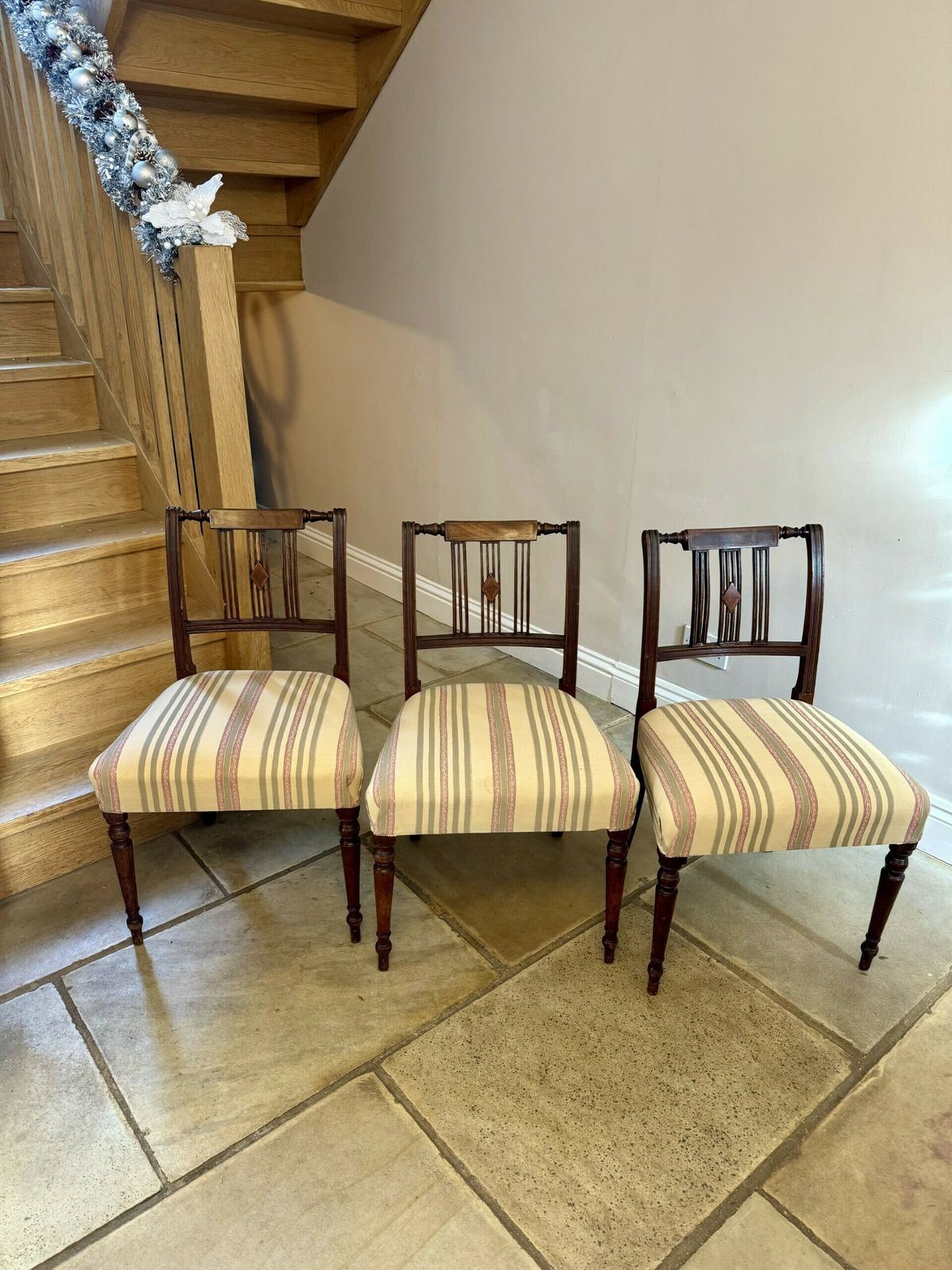 Set Of Ten Antique George III Quality Mahogany Inlaid Dining Chairs photo for sale