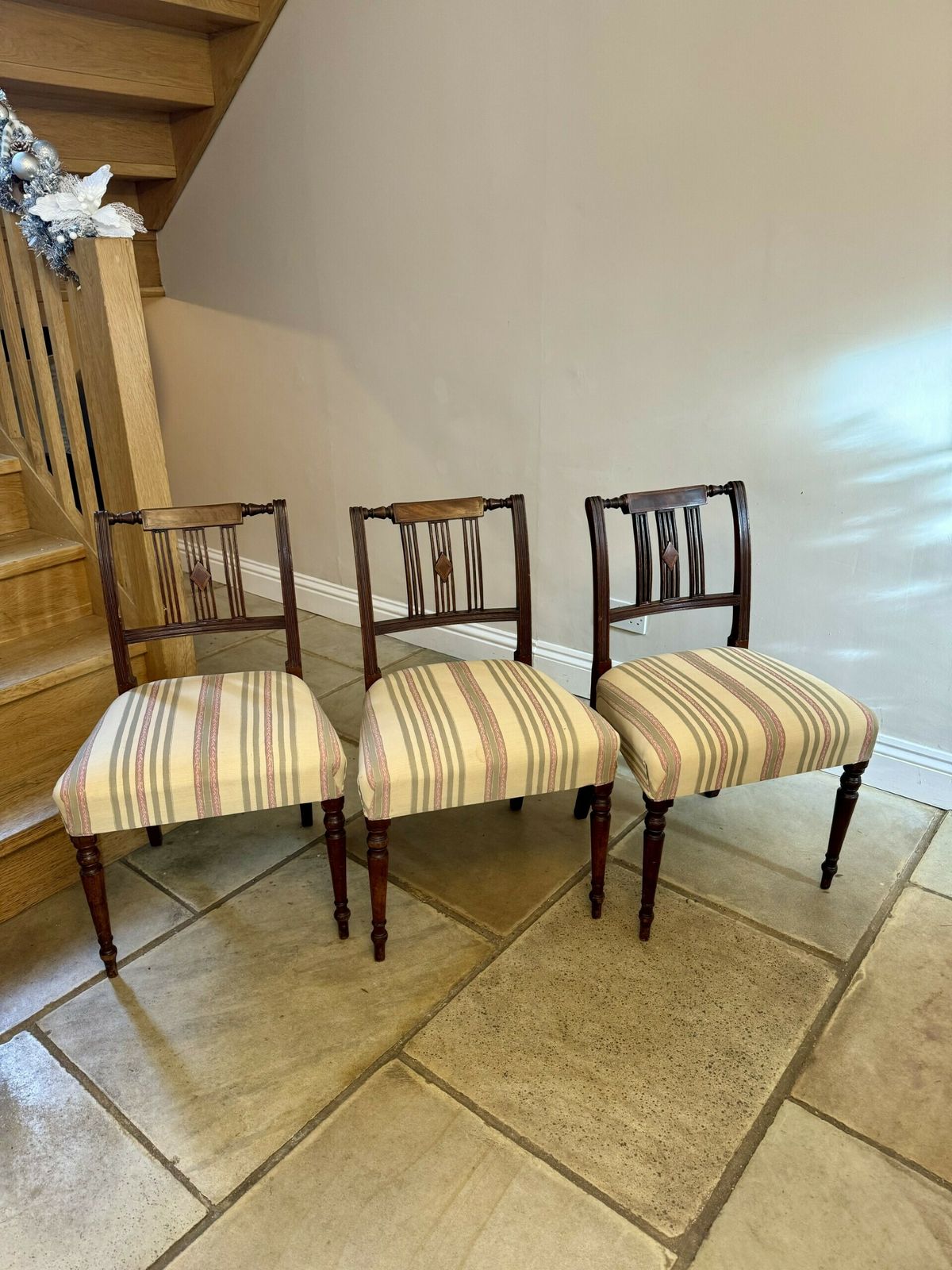 Set Of Ten Antique George III Quality Mahogany Inlaid Dining Chairs photo Furniture