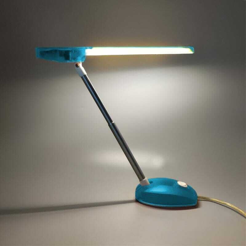 1990s Gorgeous Blue Table Lamp "Microlight" By Ernesto Gismondi For Artemide. Made In Italy photo buy