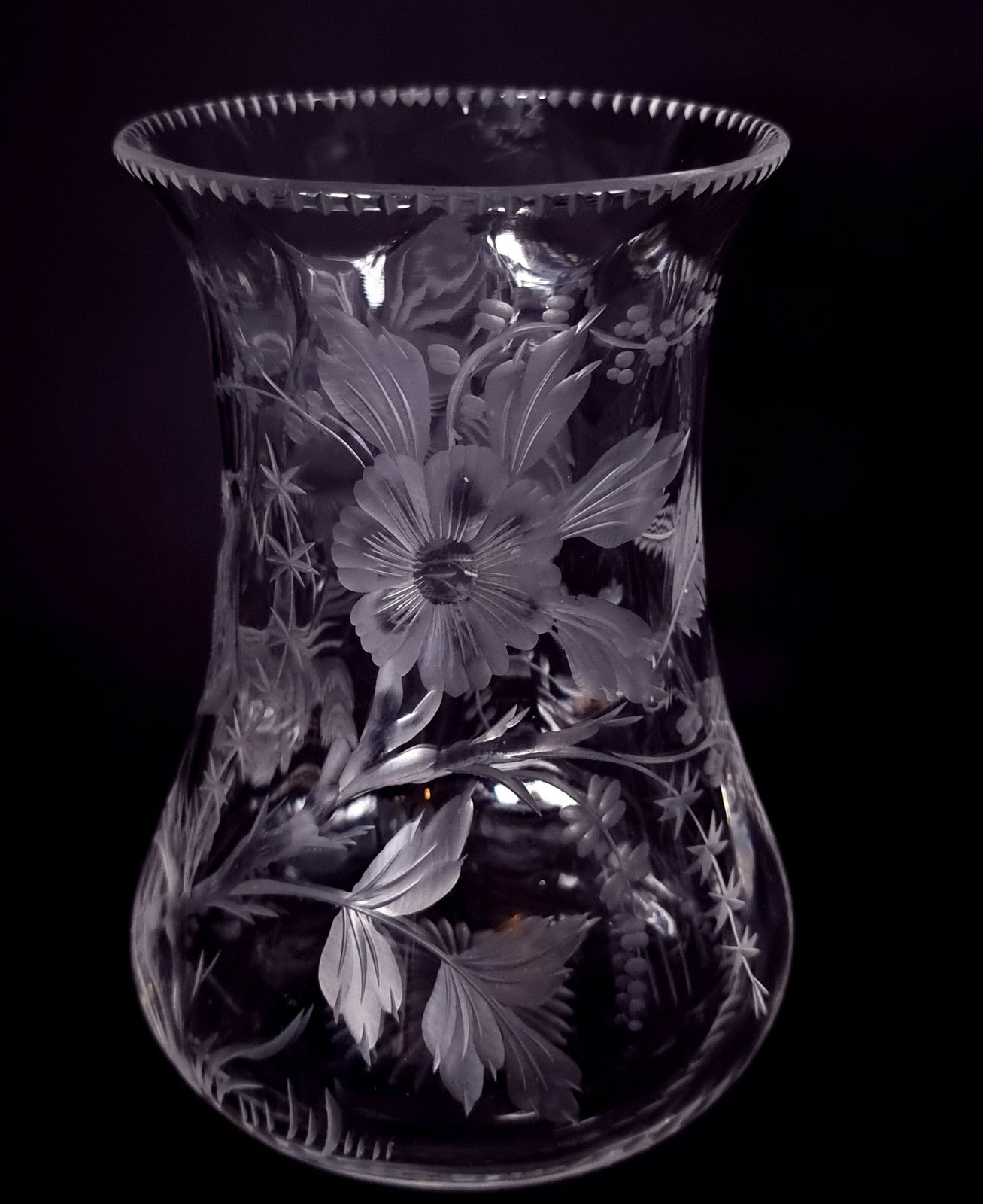 A 19th Century Stourbridge Hand Wheel Engraved Glass Vase, English Circa 1890 Depicting Birds And Flowers photo 795.0