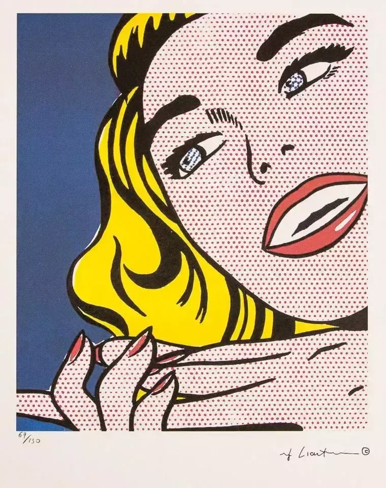 After Roy Lichtenstein, "Girl, 1963" Silk Screen photo furniture