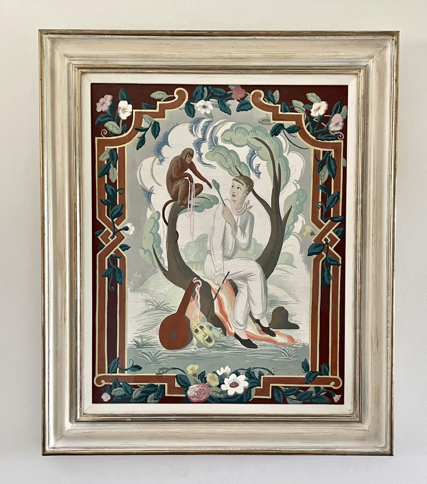 Mary Adshead   Music & Song   A Pair Of 1920s Tempera Paintings photo vintage