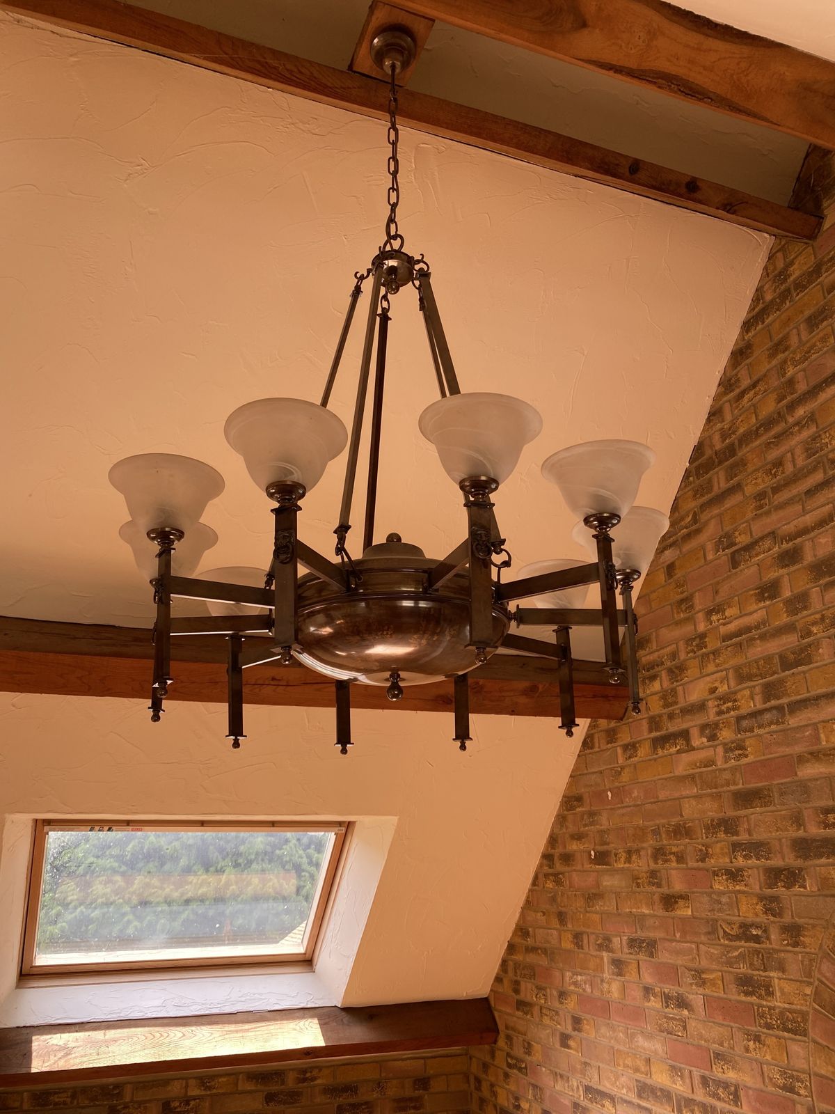 Pair Of Antique Bronze Finish Christopher Hyde Chandeliers