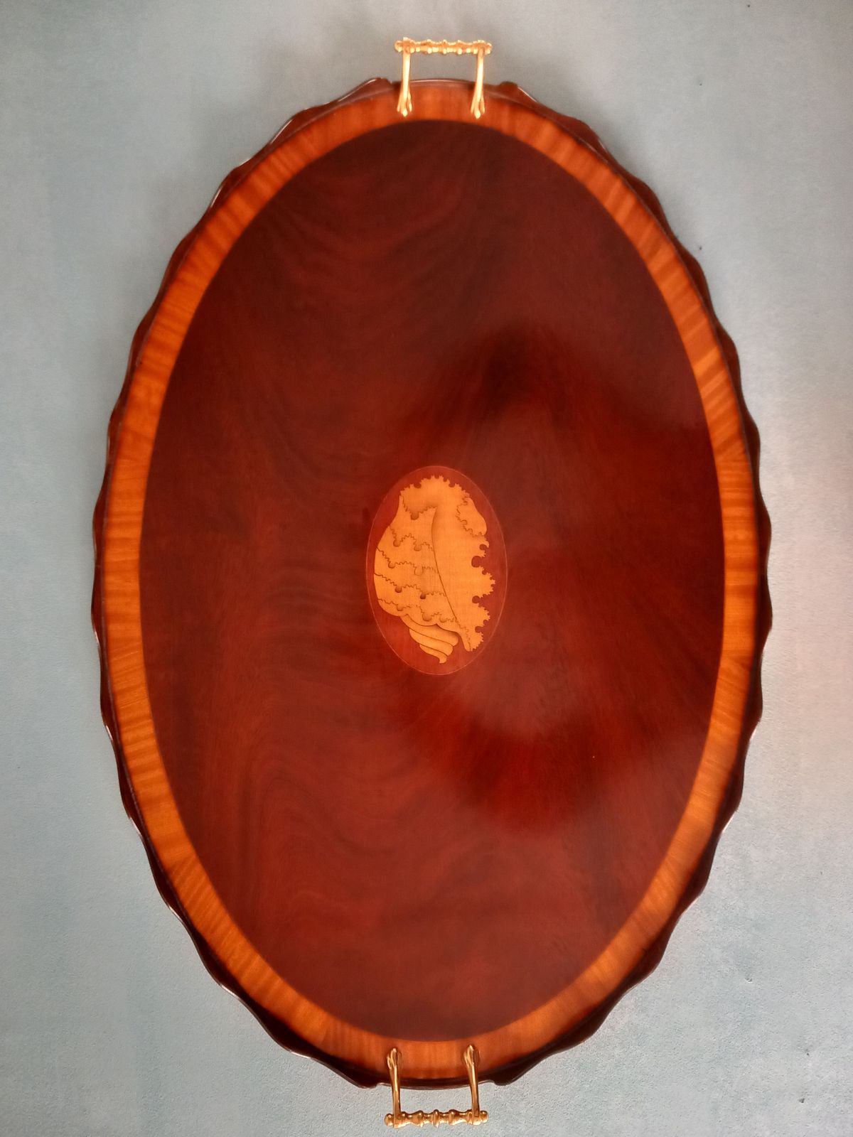 An Inlaid Mahogany Tea Tray, 1990s photo 335.0