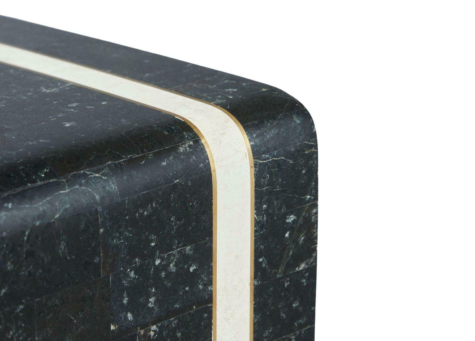 Unique Writing Desk With Black And White Stone Veneer And Brass Inlays photo buy