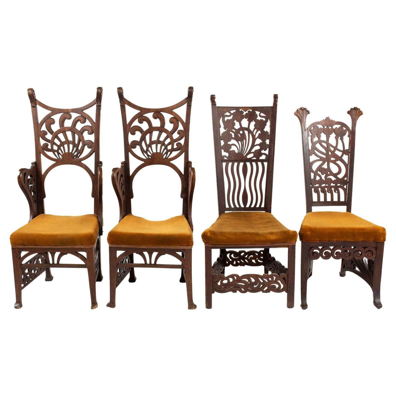 Unique Rippl Rónai József Art Nouveau Chairs, Circa 1900s