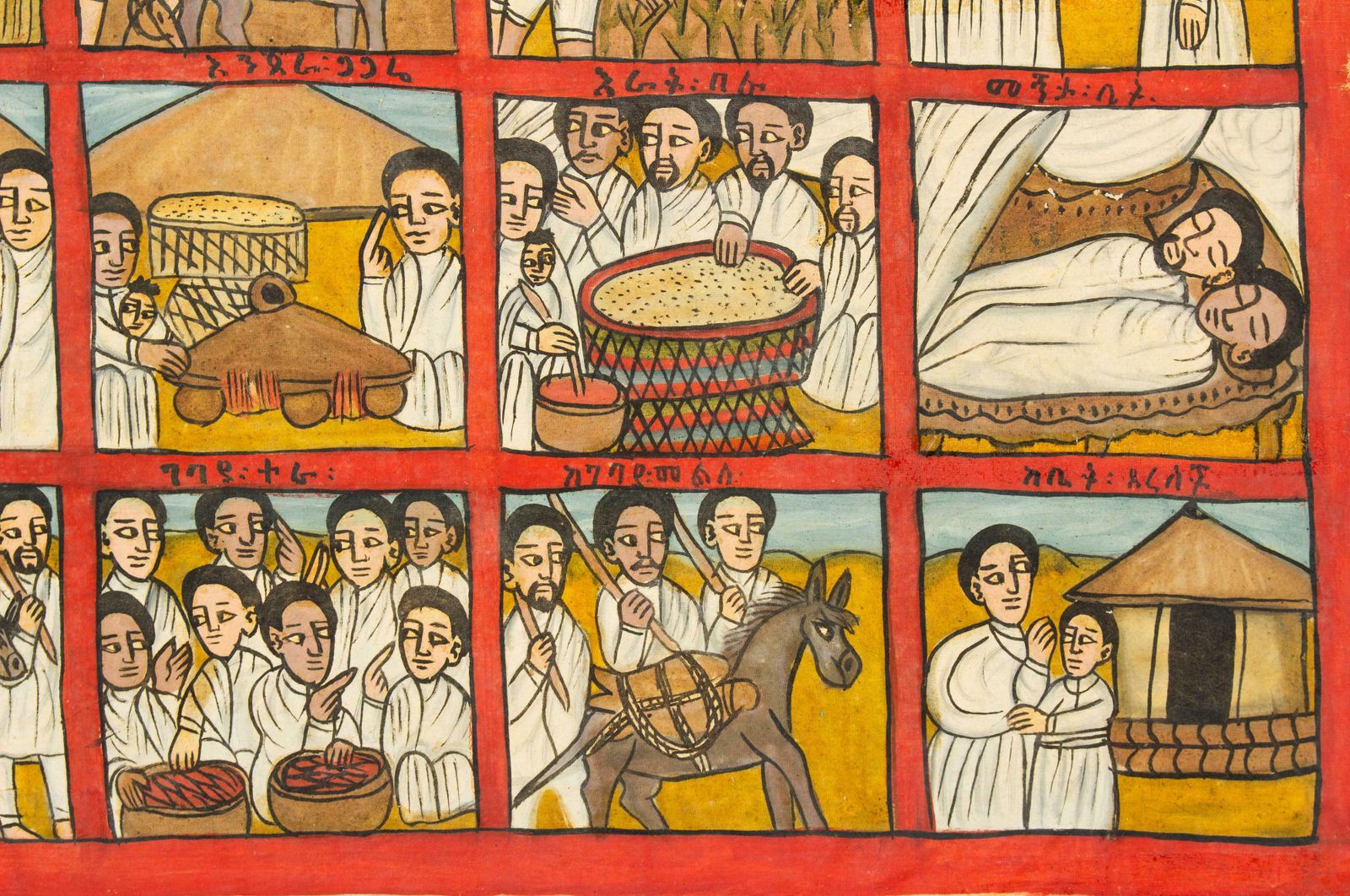 Naive Ethiopian Painting Circle Of Life 'Scene Of The Year', 1970s photo 4064.0