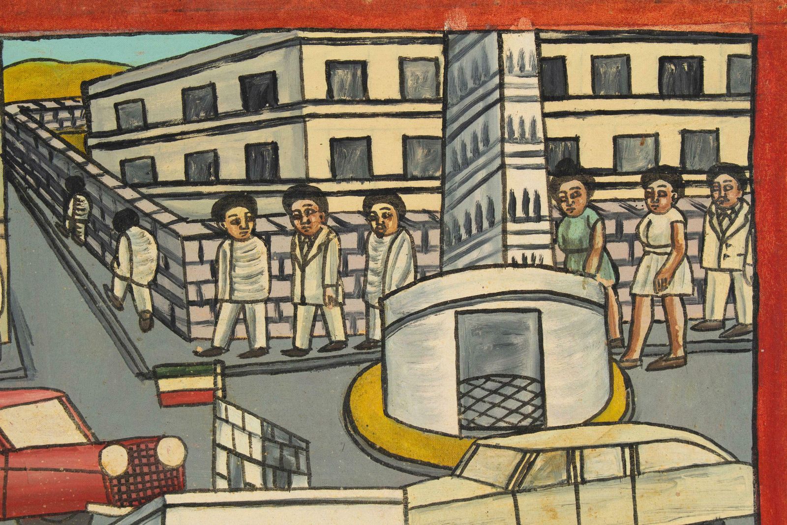 Naive Ethiopian Painting, Traffic In Addis Ababa, 1970s photo 10158.0