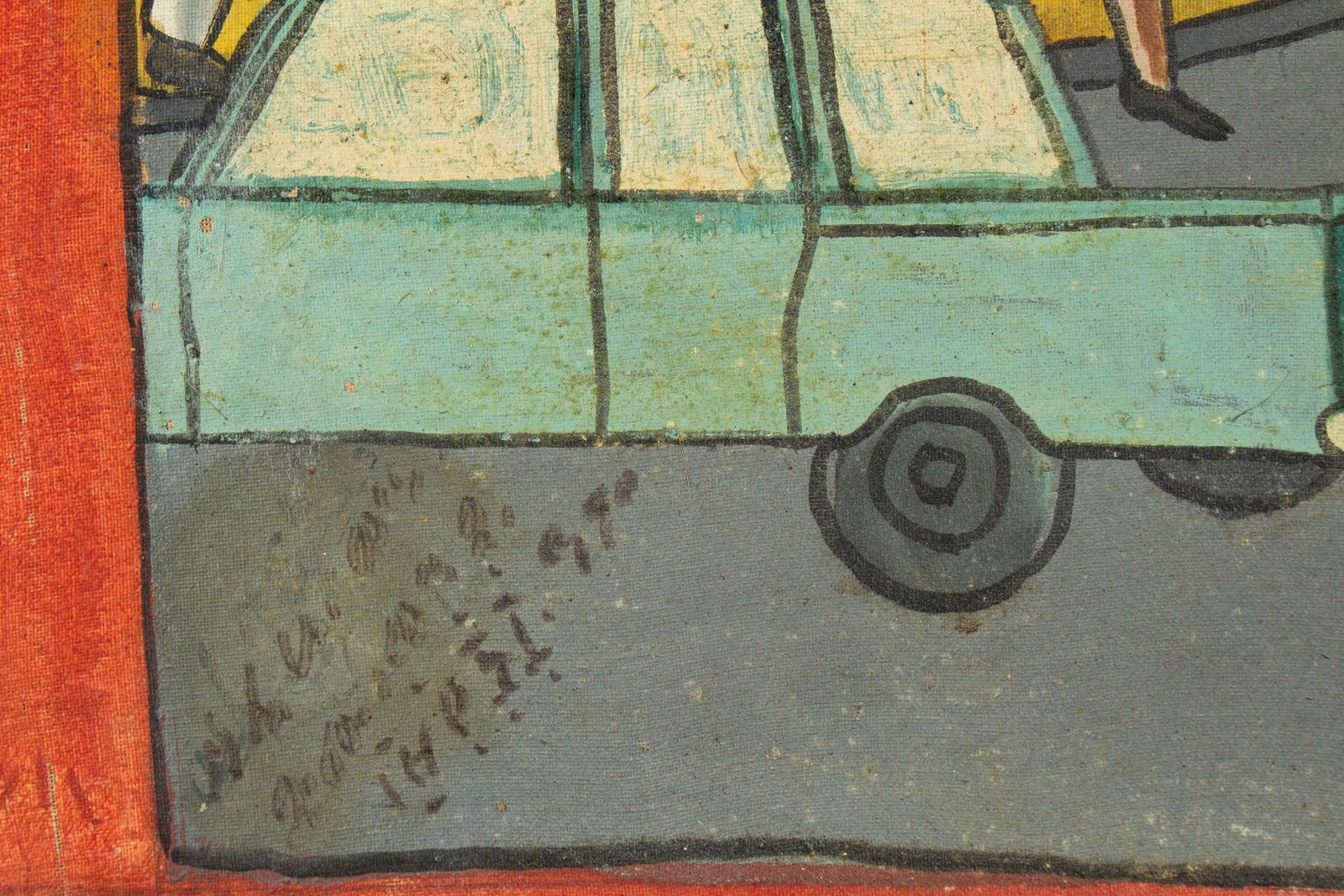 Naive Ethiopian Painting, Traffic In Addis Ababa, 1970s photo vintage