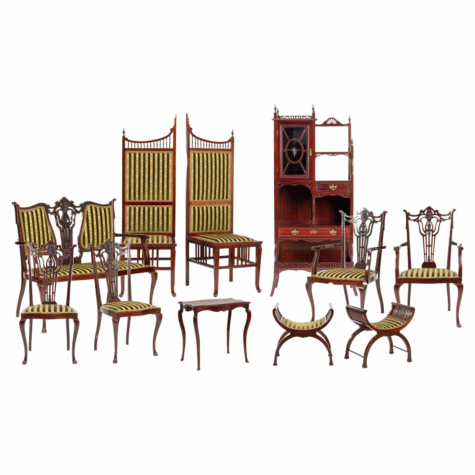 Chippendale Art Nouveau Living Room Set, 1890s