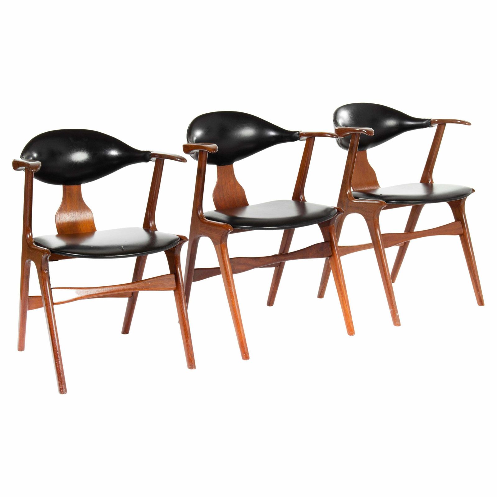 Louis Van Teeffelen Awa Holland Cow Horn Chairs, 1950s, '3 Pieces'