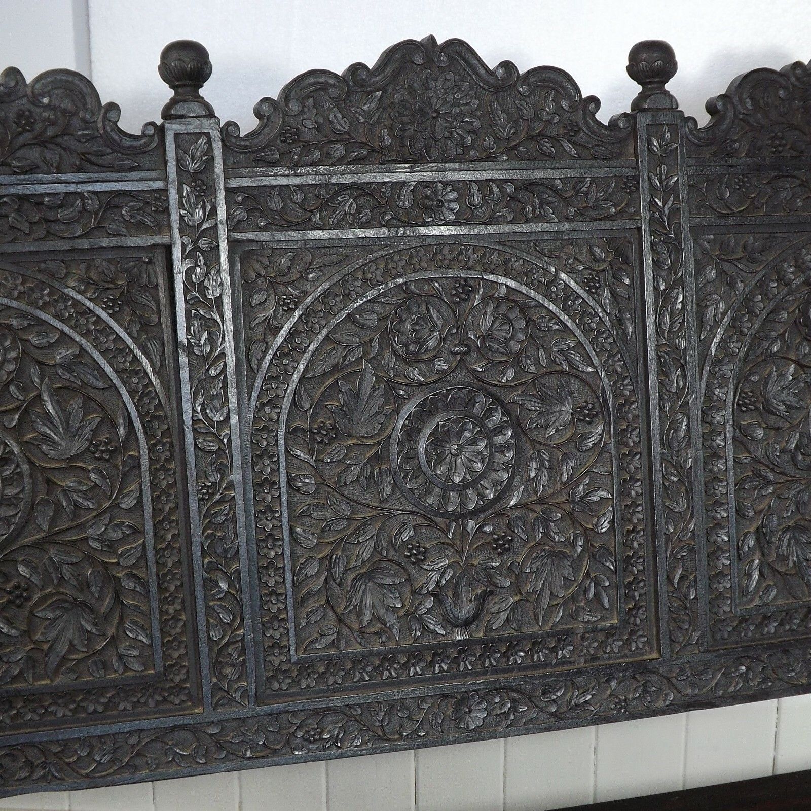 photo for sale Anglo Indian Bench (Delivery Available) Teak Carved Elephants