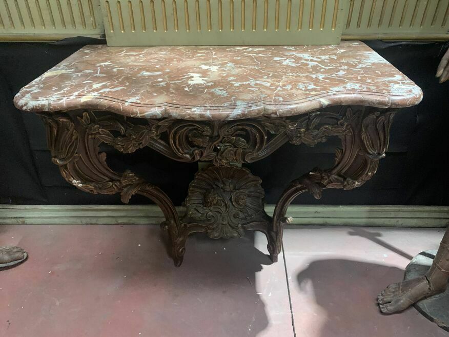 photo vinterior Louis XV Console In Carved And Patinated Wood, 18th Century Period