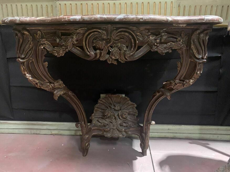 photo buy Louis XV Console In Carved And Patinated Wood, 18th Century Period