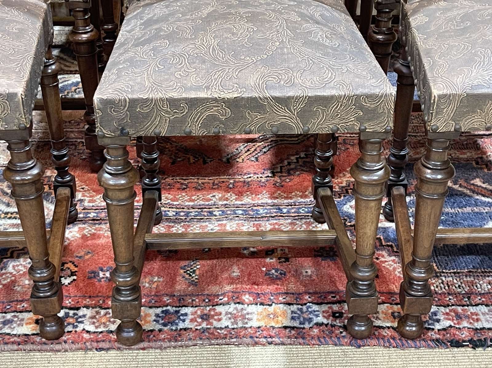 Set Of 12 Henry II Chairs In Walnut And Leatherette, Early 20th Century photo for sale