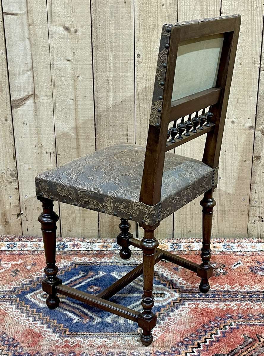 Set Of 12 Henry II Chairs In Walnut And Leatherette, Early 20th Century photo vinterior