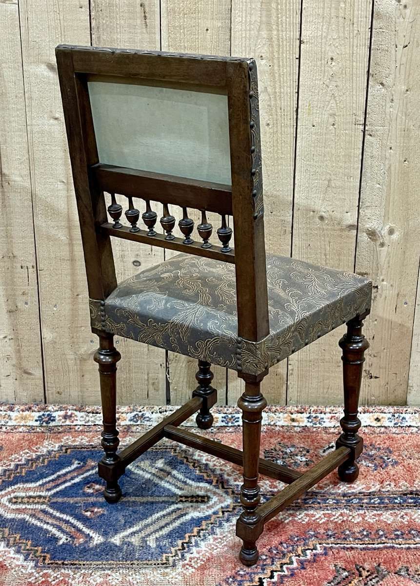 photo buy Set Of 12 Henry II Chairs In Walnut And Leatherette, Early 20th Century