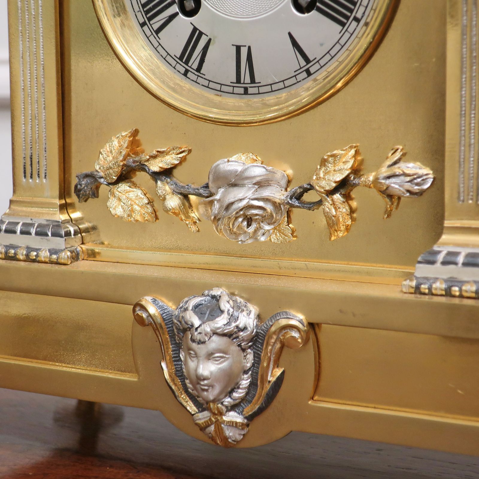 French 19th Century Brass Gilt And Silver Gilt Mantel Clock photo Home Decor