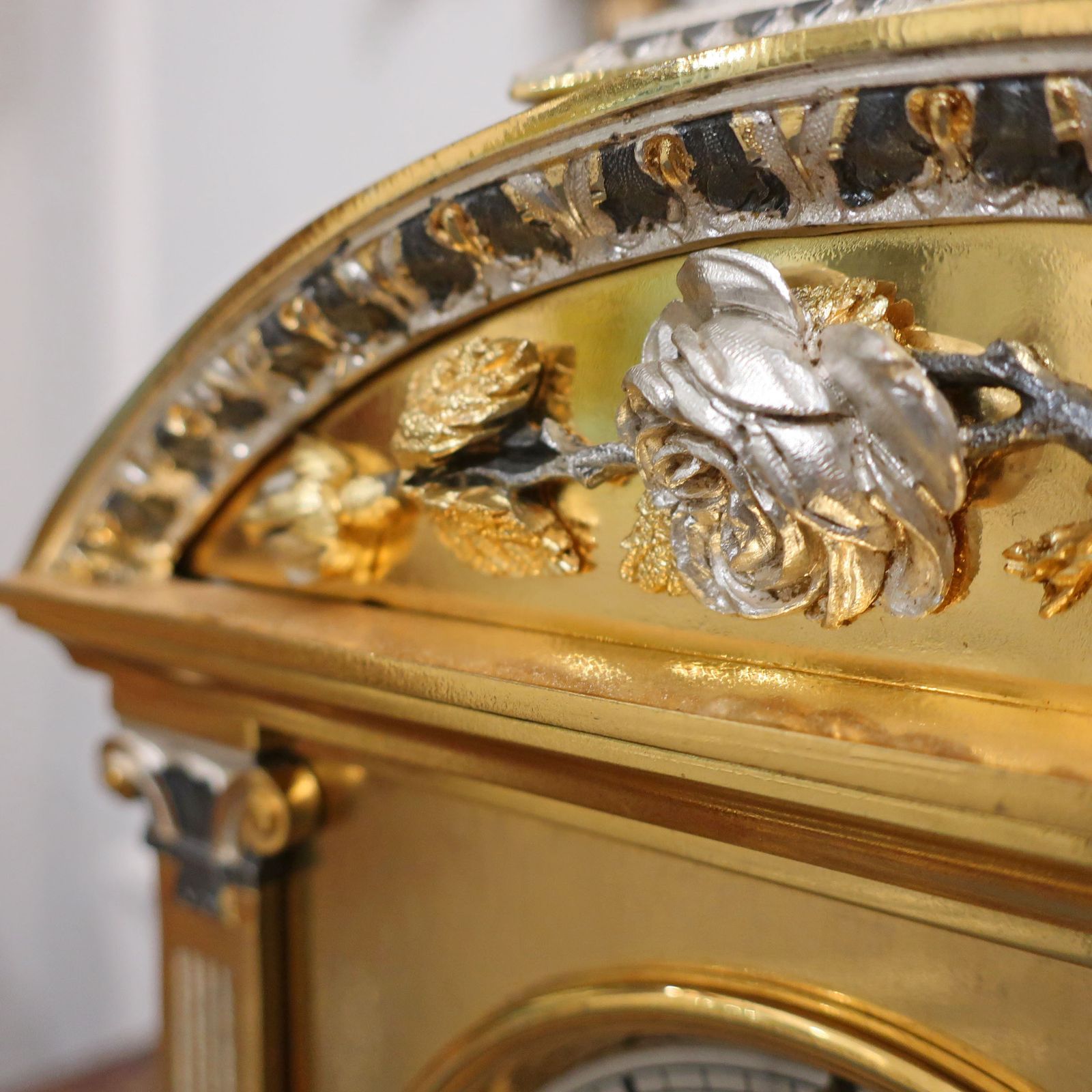 French 19th Century Brass Gilt And Silver Gilt Mantel Clock photo buy